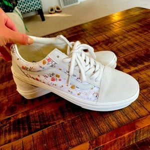 Vans floral sneakers. Worn once. 8.5 women’s.